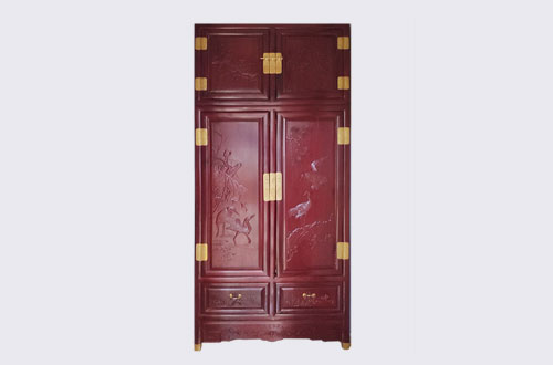 乐东高端中式家居装修深红色纯实木衣柜