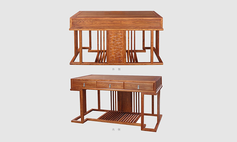 乐东 别墅中式家居书房装修实木书桌效果图