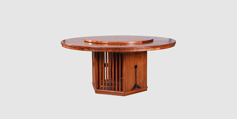 乐东中式餐厅装修天地圆台餐桌红木家具效果图