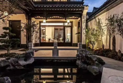 乐东现代中式别墅的庭院设计如此美丽
